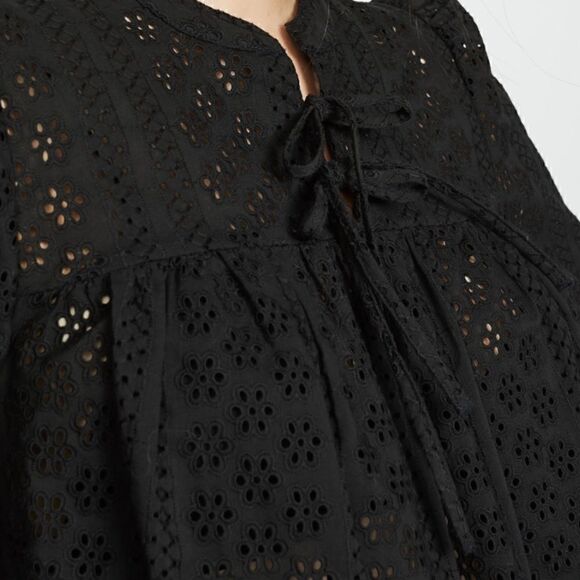 NWT Madewell Eyelet Double Tie Peasant Top - Picture 4 of 6